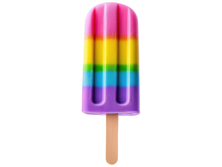 Colorful Rainbow Popsicle on White Background