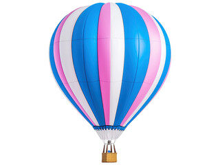 Naklejka premium Colorful Hot Air Balloon in Bright Blue and Pink Stripes