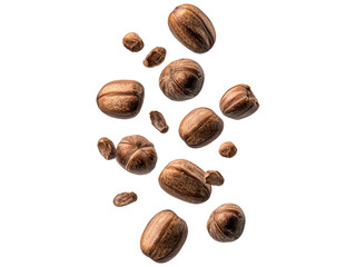 Naklejka premium Coffee Beans Falling in Motion Isolated on White Background