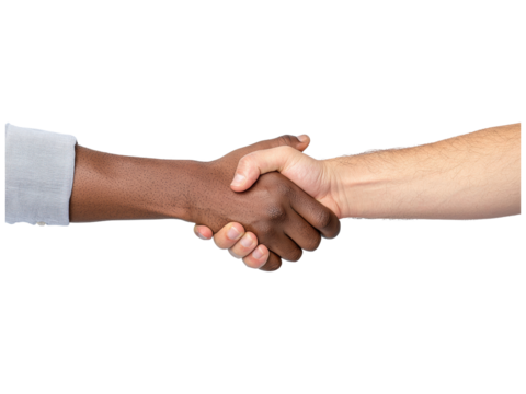 Handshake between diverse individuals in partnership