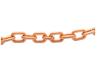 Close-Up of Copper Chain Links in Shiny Finish