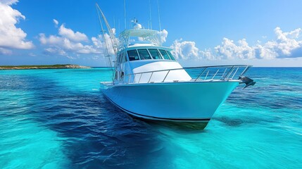 Fototapeta premium a blue and white boat