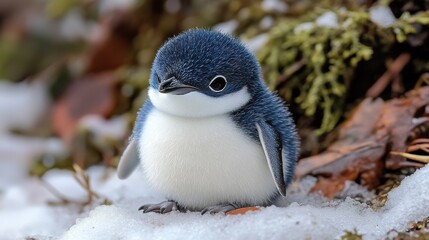 a blue and white penguin