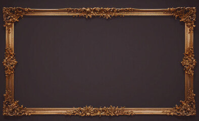 Gold framed picture frame with a black background