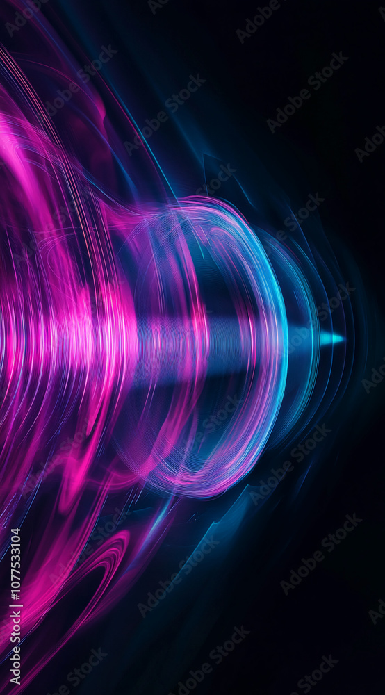 Aufkleber Abstract pink and blue light trails swirl and intersect on a dark background, creating a mesmerizing visual experience