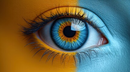 a blue and yellow eyeball
