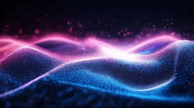 Colorful abstract waves blend together, creating a visually stimulating background full of movement and energy.
