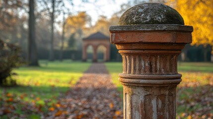 a brick pillar with a round top