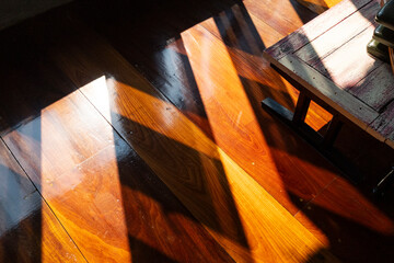 Wooden floor with sunlight