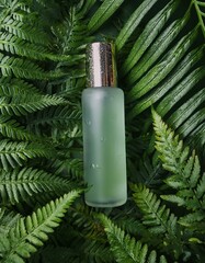 Green essential oil bottle