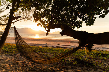 Sunset Beach with Hammock. Travel Malaysia