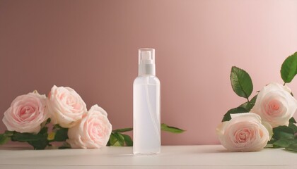 White bottle with roses