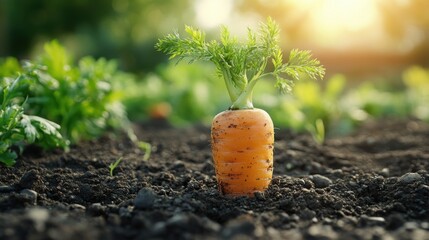 a carrot with a green stem