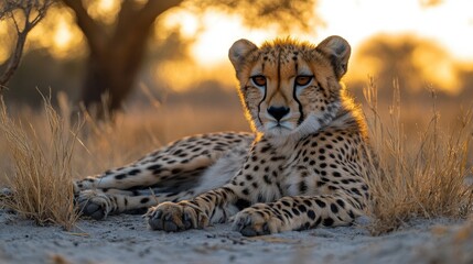 a cheetah lying down