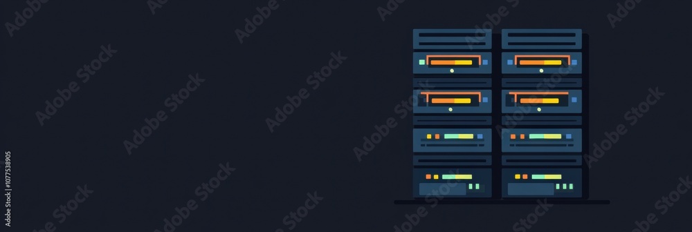 Aufkleber A powerful array of servers features blinking indicators, operating efficiently in a dark data center environment during the night. Generative AI