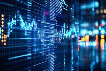 Digital world map with financial charts and graphs visualizing economic data, reflecting growth and market trends in a globalized business environment