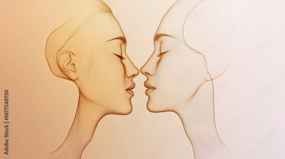 Aufkleber two abstract silhouettes in soft pastels represent the deep connection of empathy and effective comm