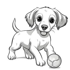 Fototapeta premium Adorable Puppy Cartoon Coloring Page for Kids
