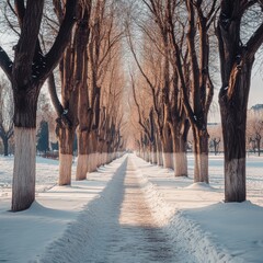 Trees covered with snow. Beautiful winter panorama. Fantastic winter landscape.