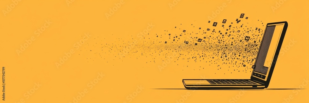 Leinwandbilder a laptop silhouette emits a cascade of numbers against a vibrant background, representing digital se