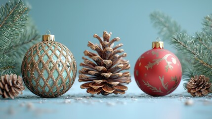 Three festive ornaments in vibrant colors, arranged side by side, capturing the holiday spirit against a cozy backdrop.