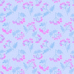 Autumn floral and berries seamless rowanberry pattern for wrapping paper