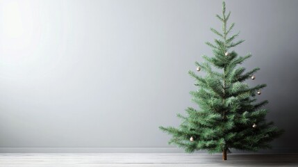 Decorated Christmas tree in a cozy modern living room setting