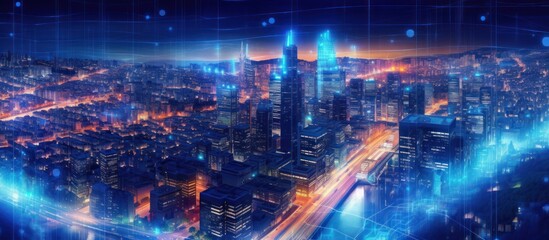 Obraz premium A Cityscape Illuminated by Technology