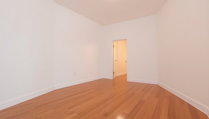 Fototapeta premium A minimalist, serene, and utterly empty room, devoid of any furniture, decorations, or personal belongings, with a single, soft, and diffused light source casting a warm glow on the blank, white walls