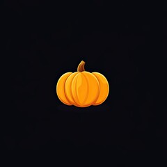 A Single Orange Pumpkin on a Black Background