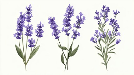 Naklejka premium Three Different Arrangements of Lavender Flowers