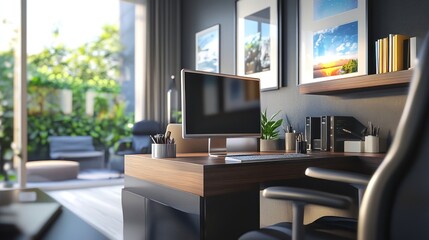 Modern Home Office with a View