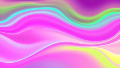 Fototapeta premium Bright, glowing waves of color flow seamlessly in shades of magenta, cyan, and lime green. 
