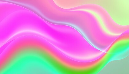 Fototapeta premium Bright, glowing waves of color flow seamlessly in shades of magenta, cyan, and lime green. 