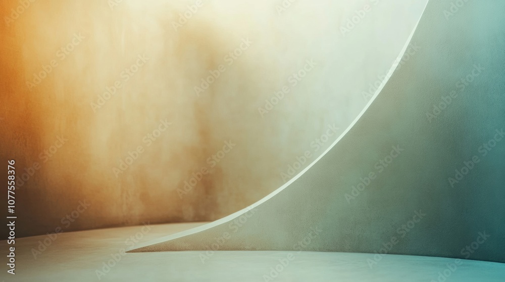 Aufkleber Curved lines and gentle gradients blend subtly, forming a tranquil composition that evokes a sense of calm and minimalism. Generative AI