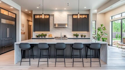 Modern Kitchen Design with Island and Stainless Steel Appliances