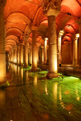 Photos taken inside the Basilica Cistern in Istanbul, Turkey