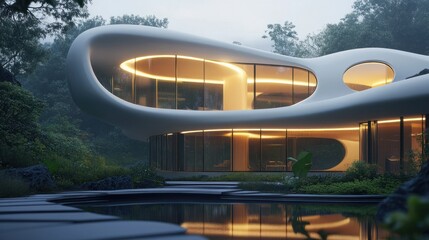 Modern Futuristic House with Curved Architecture