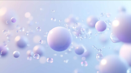 Obraz premium Floating white and purple granules with a light blue background granules appearing weightless and softly illuminated creating a sense of calm and serenity minimalistic a