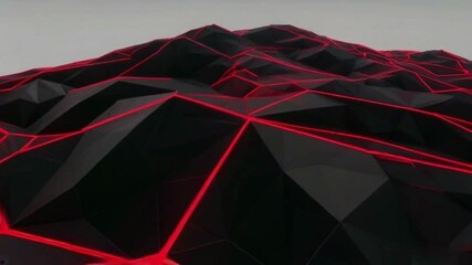 Abstract black and red geometric shapes creating a modern 3D landscape 