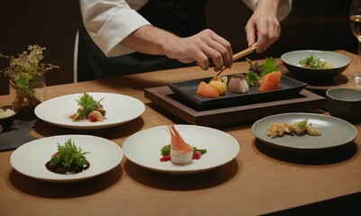 오마카세 맛있게 디피되어있다 예술이다.