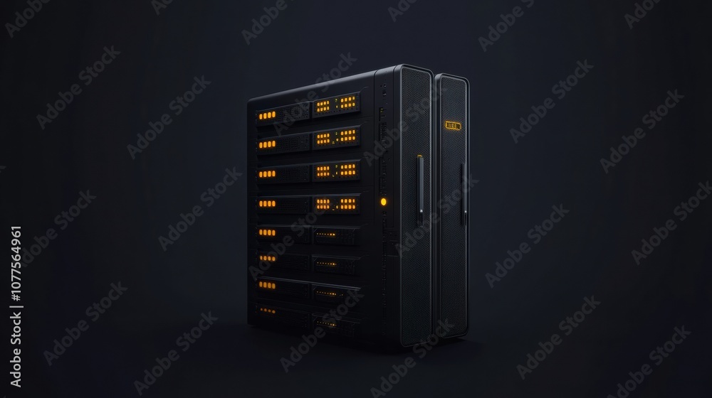 Leinwandbilder multiple network servers feature illuminated indicators against a dark backdrop, highlighting their 