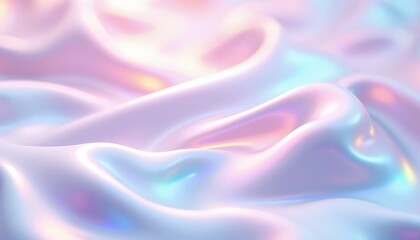 Shiny iridescent fabric texture background with soft waves and pastel colors
