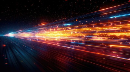 Abstract streaks of light in motion on a black background.