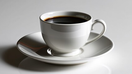 Obraz premium white ceramic coffee cup filled with dark, rich coffee