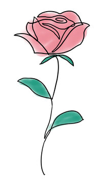 一筆書き風の一輪のバラのイラスト