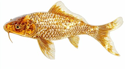 Naklejka premium A Single Golden Koi Fish with Detailed Scales and Fins