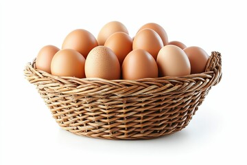 Wicker Basket Filled with Brown Eggs
