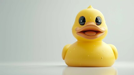 A Yellow Rubber Duck Toy with Water Droplets