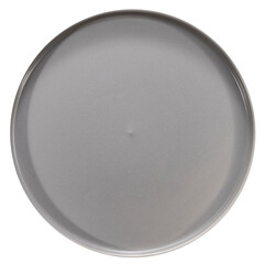 Minimalistic round gray plate isolated on white background. Ideal for food presentations and design...
